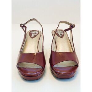 Burgundy Women's Never Worn Life Stride Wedge Heeled Sandals in size 7.